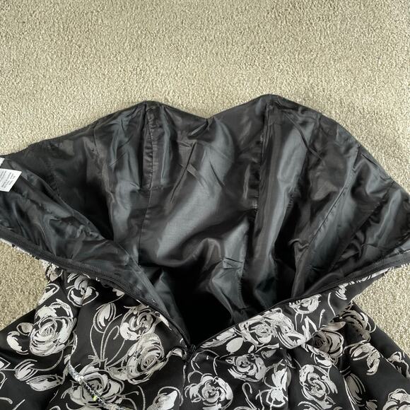 🔥Y2K Romantic Rose Print Sequin Tulle Strapless Goth Fairy Peplum Party Dress - Picture 11 of 16